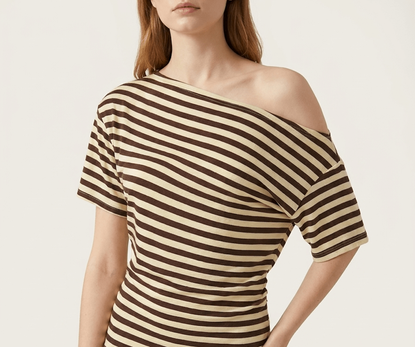 Striped One Shoulder Top Women Asymmetric Short Sleeve T Shirt ?? Kharites Shop - Image 8