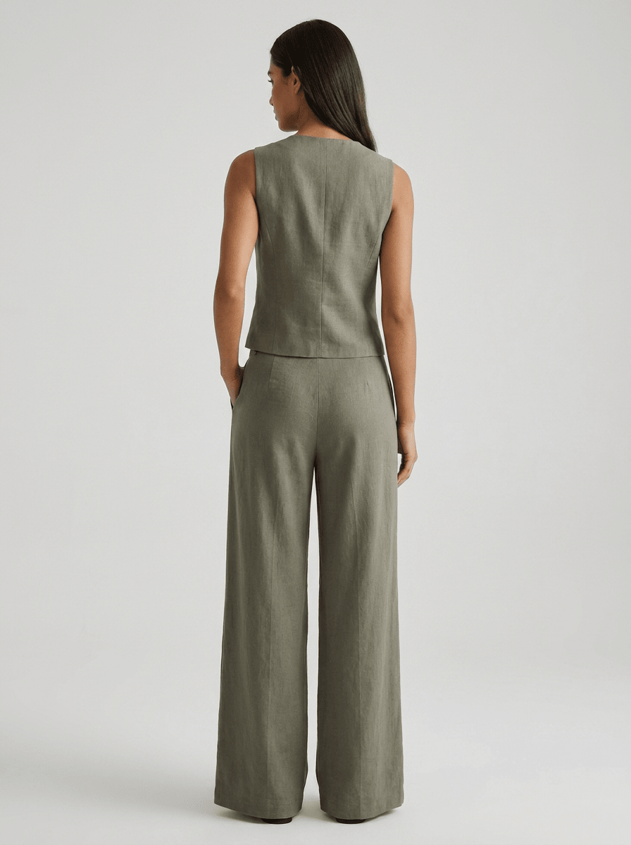 Tailored Vest & Wide Leg Trouser Two Piece Set Women Sleeveless ?? Kharites Shop - Image 6