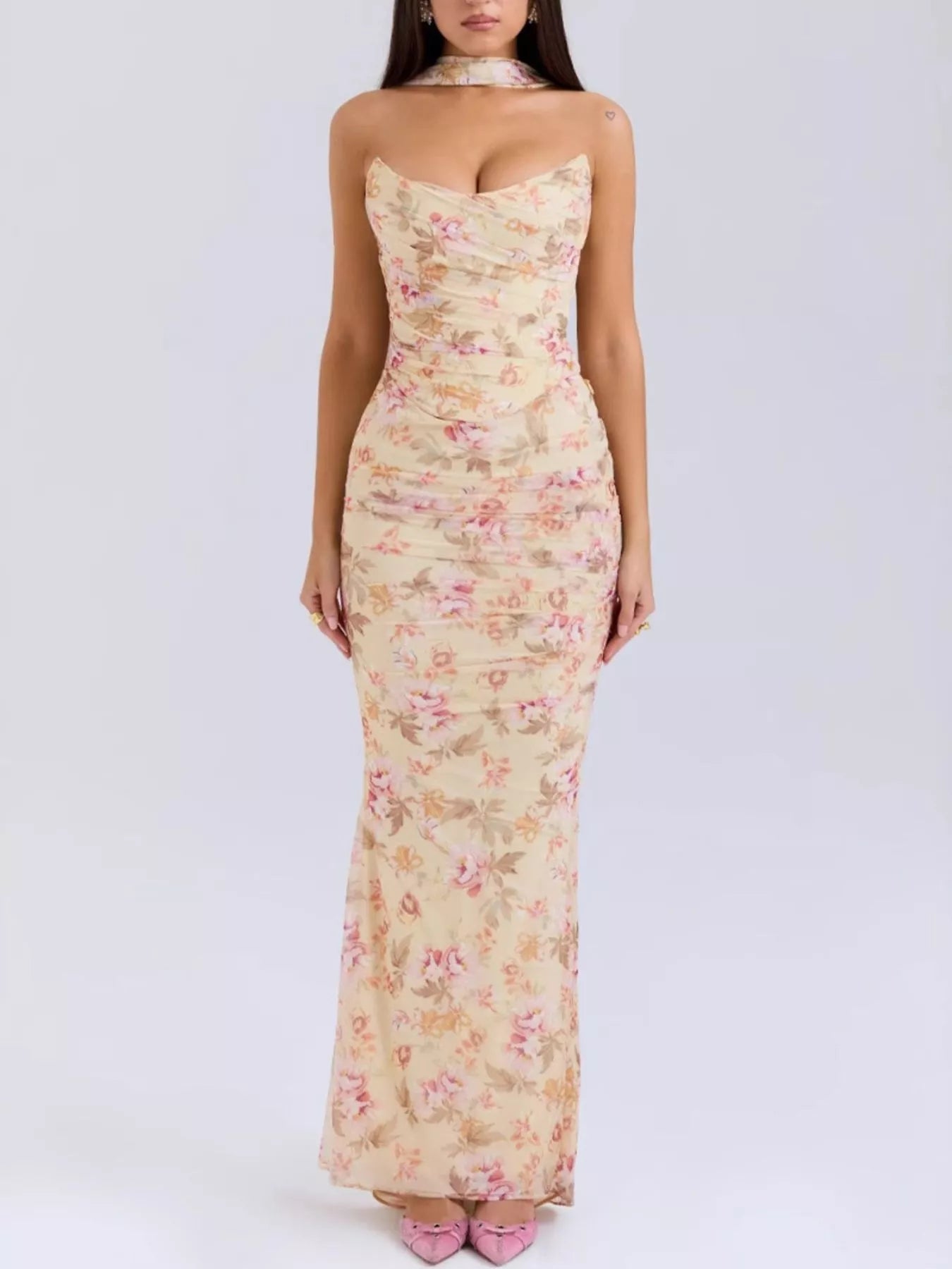 Two Piece Set Ruched Tube Top & Maxi Skirt Women Strapless ?? Kharites Shop - Image 5