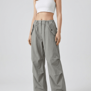 Wide Leg Drawstring Pants Women Casual Trousers With Pockets ?? Kharites Shop