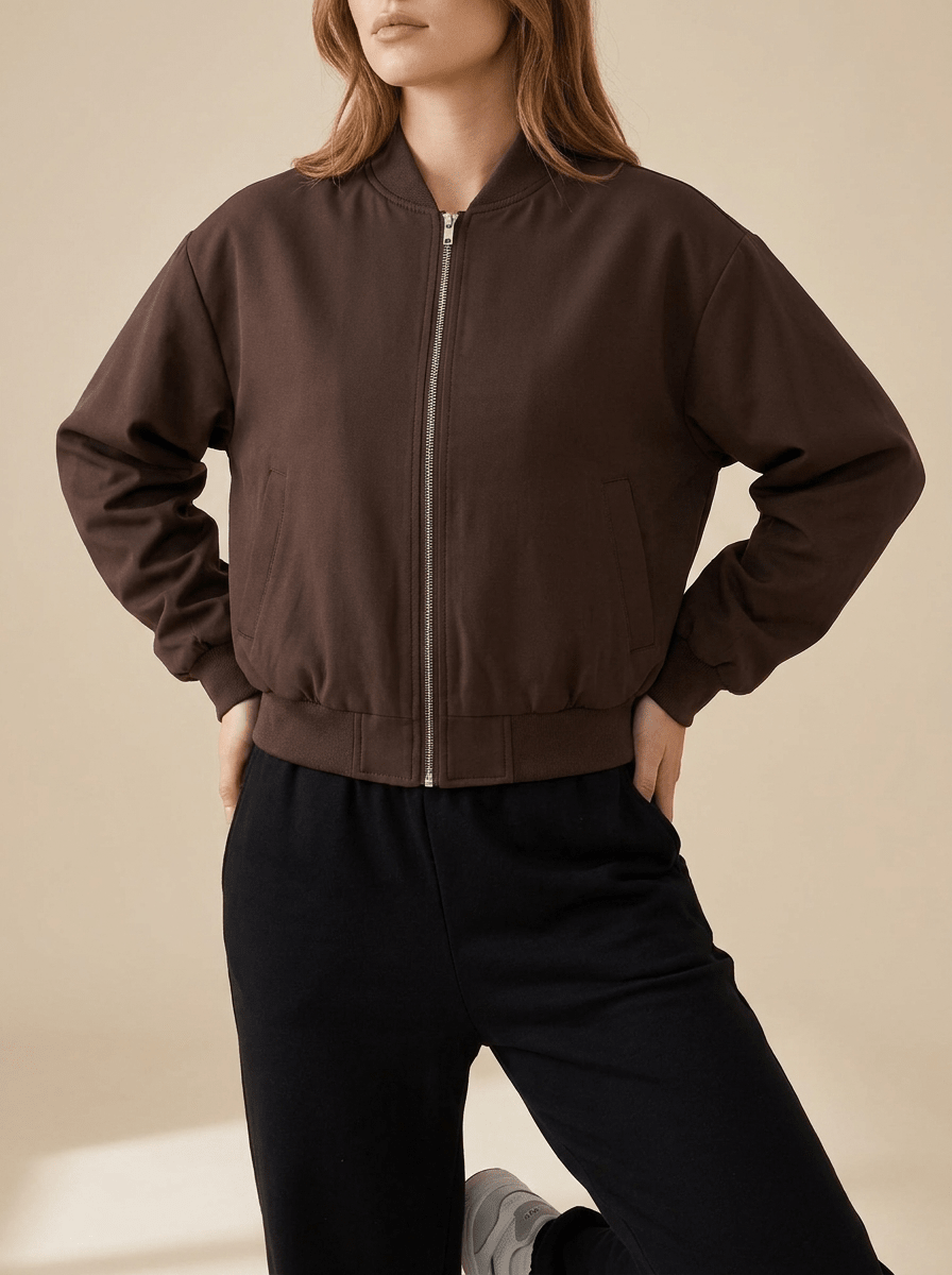 Zip Up Jacket Women Dropped Shoulder Lightweight Casual Layer ?? Kharites Shop